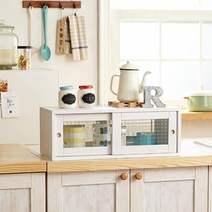 WAKE엔틱 식탁 위 수납장 우드쇼케이스 원목 주방 카페 음식점 그릇 진열장 수납장 미니 찬장 장식장, 스몰 화이트