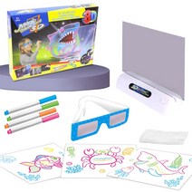 DIY 몬테소리 드로잉 보드 LED 조명 효과 퍼즐 매직 3D 패드 펜 그림 그리기 교육 장난감 크리스마스 선물, 03 Marine life