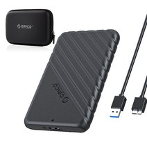 오리코 2.5인치 SATA to USB3.0 외장형 HDD/SSD 하드케이스 + 파우치 25PW1-U3, 블랙*1, USB3.0-Micro-B-5Gbps(30CM)