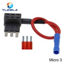 12V 미니 소형 중형 자동차 퓨즈 홀더 추가 회로 탭 어댑터 10A 마이크로 표준 ATM 블레이드 포함, 06 Micro 3_10 25A