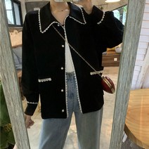 [당일배송] 품절임박 키키 레이스 카라넥 진주버튼 오버핏 블라우스 자켓