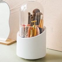 월드유한 360도 뚜껑 회전 화장품 정리함 정리대 다용도 멀티 브러쉬 꽂이 먼지차단, 회전보관함-핑크