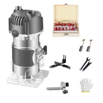 전기 유선 트리머 라우터 홈파기 홈파는기계 목공 목재 도구 나무 루터기, 1200W 럭셔리 고급 + 비트날세트, 1개
