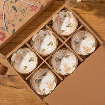 시크라이프 동백꽃 럭셔리 도자기 일식기 밥그릇 선물세트, 6종 세트