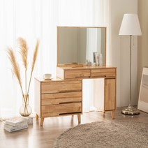 심플먼트 노바 우드 거울 수납 원목 확장형 화장대 세트