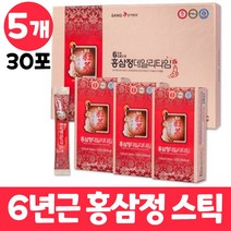 홍삼정 6년근 홍삼스틱 홍삼포 데일리타임 고려홍삼 고려 홍삼 정 선물용 쇼핑백포함 어르신 남자 여자, 5개, 30포