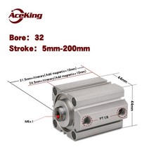 유압실린더 자키 작기 펌프 펀칭기 프레스 유압기 Sda 실린더 소형 공압 yadeke 타입 SDAD 얇은 SDA12/16/2, 04 Bore 32mm_06 Stroke 35mm