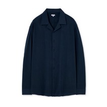 ANOBLIR 루즈핏 오픈카라 텐셀 린넨 셔츠 네이비] LOOSE-FIT OPEN COLLAR TENCEL LINEN SHIRTS NAVY]
