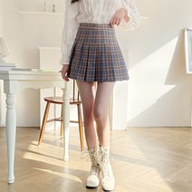 토마토팩토리 여성용 하이틴 체크 테니스 핀턱 미니스커트(4color)