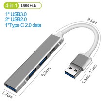 usb멀티포트 허브 노트북 포트 usb c usb 3.0 type c 4 usb 스플리터 고속 otg 어댑터 확장 휴대용 컴퓨터 macbook pro air 호환, a4815-usb