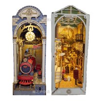 DIY 북엔드 조명 책꽂이 책모형 북앤드 미니어처, 원목 DIY 북엔드 + 조명