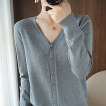 리빙초이스 여성 베이직 브이넥 니트 가디건