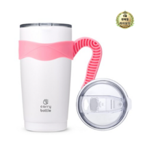 라이브잇 캐리보틀 스탠다드 스테인레스 보온보냉 텀블러 + 전용 손잡이, 화이트(텀블러) + 핑크(손잡이), 600ml, 10세트