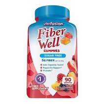 Vitafusion FiberWell 섬유소 소화 보충제 프리바이오틱 과일맛 90개입, 90개 (1팩), 복숭아  딸기