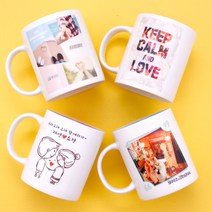 깨순이네 인증받은 포토머그컵 무료상자 성년의날 부부의날 결혼 답례품 부모님 선생님 선물 사진 소량 주문 제작, 파랑