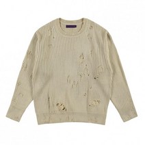 비슬로우 21FW 퍼플21FW DESTROYED CREW NECK KNIT DARK 베이지