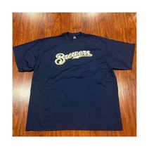 마제스틱 남성 밀워키 브루어스 네이비 저지 셔츠 3XL XXXL 야구 MLB