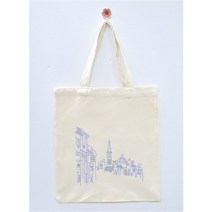 핫픽스 모티브 에코백 숄더백 보조가방 캔버스백 장바구니 큐빅가방 - 도시 건물