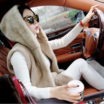 여자 페이크 퍼 조끼 루즈핏 후드 베스트 패션 아우터 가을 겨울용S221013034