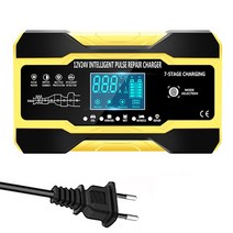 차량용배터리 자동차배터리할인점 딥싸이클배터리 12v 10a24v 5a 충전기 lcd, 노란색 EU 플러그