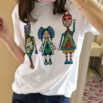 HIT No.7 제이제이 명품 자수 패치 인디언 로봇 티셔츠 티셔츠 반팔티 여름 YWM6