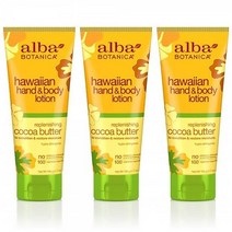 Alba Botanica Cocoa Butter Hawaiian 알바 보타니카 하와이안 코코아 버터 핸드 바디 로션 7oz(196g) 3팩, 7 Ounce