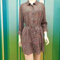 [크로커다일레이디]간절기체크 미니플라워7부아우터쉬폰블라우스CL0FBL116 2001아울렛