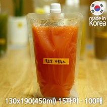 해피존 스파우트 파우치 스탠딩 지퍼백 모음, 6번. 스파우트 450ml 15파이 100매