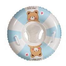 수영장 히팅기 물데우기 아기 풍선 수영 반지 사랑스러운 곰 패턴 어린이 좌석 핸들 원 플로트 어린이용 물 장난감, 파란