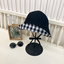 양면체크 린넨 골프모자 보넷 턱끈 벙거지모자 버킷햇 자외선차단 국산 챙넓은모자 햇빛차단모자 리버서블