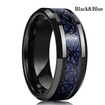 저스트업 남자의 보그 8MM 스테인레스 스틸 블랙 드래곤 반지 상감 보라색 탄소 섬유 남자 웨딩 밴드 쥬얼리 크기 6-13