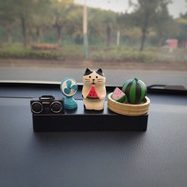 [엠코코] 귀여운 고양이 캐릭터 형광 주차번호판 시크릿 안심번호 개인정보보호 알림판, 수박먹는 고양이
