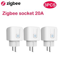 Tuya 스마트 지그비 플러그 20A EU 콘센트 3680W 전력계 Alexa 및 Tuya 허브와 호환 가능, 03 Zigbee Plug 3pcs