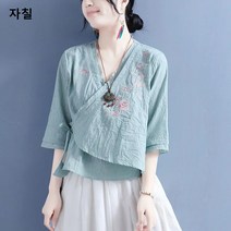 자칠 여성 7부 퓨전 개량한복 삼베옷 면마소재 린넨 생활한복 법복 절복 상의 NC-122802