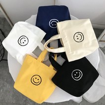 스마일 캔버스 미니 토트백 에코백 휴가 여행 비치