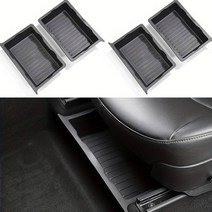 자동차 그물망 수납함 거치함 뒷좌석 컵홀더 4 PCS 언더 시트 수납 상자 조직자 테슬라 모델 Y 실리콘 히든 트레이 액세서리 601099520106055, 블랙