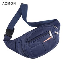 AZMON 캐주얼 원컬러 멀티포켓 미니힙색 다용도 스포츠 웨이스트백 2.5L, 35cm x 14cm x 9cm, 네이비