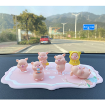 아기돼지 6형제 미니장식인형세트, 분홍색 깔개풍선