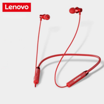 Lenovo-HE05 헤드셋 5.0 블루투스 무선 목걸이 스포츠 헤드셋, He05 레드, 규격 없음