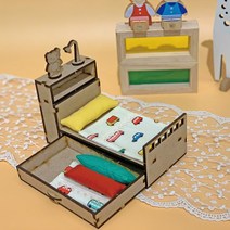 이음레이저공방 수납침대 우드 미니어처 가구 만들기 DIY 키트 입체퍼즐