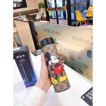 쉔샵 오피스 사무실 여성 리틀 보온텀블러 스마트 LED 스테인리스 텀블러 티컵 남녀 학생 휴대용 물컵 차량용 텀블러 아웃도어 피트니스 헬스 사무용 물병 봄 소풍 텀블러 선물용, 미키(베이지)