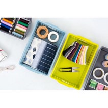 바느질실 반짓고리용 오픈바스켓 2개 미술도구정리 유치원 프라스틱 공부방 어린이집 수납박스 아이방, GREEN