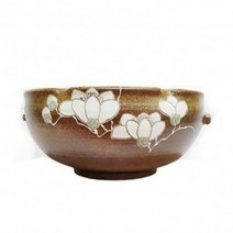 옹기수반 하얀꽃 소사이즈 옹기수반 옹기분수 생활원예 옹기가습기 옹기수조 실내정원 옹기어항 옹기수반, 분홍꽃