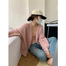 게으른 스타일 두꺼운 바늘 양모 스웨터 카디건 2023 가을 새로운 느슨한 가슴 소매 슬림 스웨터 탑