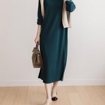브이와이 여자 레이어 3컬러 소프트 V넥 롱 원피스