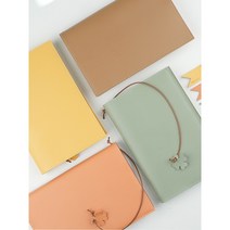 롤시 가죽 파스텔 북커버 책커버 다이어리 커버 + 멀티홀더 세트, 각인안함, 파스텔옐로우