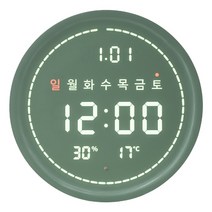 플라이토 와이파이 필링 원형 인테리어 LED 탁상시계 18cm, 카키