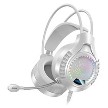 유선 게임용 헤드폰 휴대용 360도 회전식 마이크 20-20KHz 녹슬지 않는 TPE 커버 게임 헤드셋 재생, White_CHINA