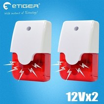 경보기 문열림센서 동작감지기 도어알림 빨간불 12V 24V 220V를 번쩍이는 실내 타전된 사이렌 경보망 가정 안전 115dB 스트로브, 12V x 2개