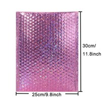 TailStar 안전봉투 50PCS 홀로그램 금속 버블 메일러 글 래 머 실버 음영 호 일 쿠션 웨딩 가방 패딩 봉투, [03] Laser Rose25x30cm